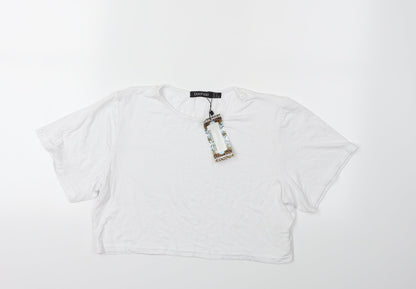 Womens UK Size 14 Boohoo White Basic T-Shirt