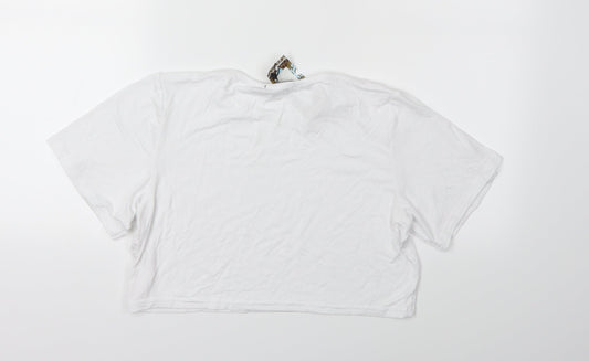 Womens UK Size 14 Boohoo White Basic T-Shirt