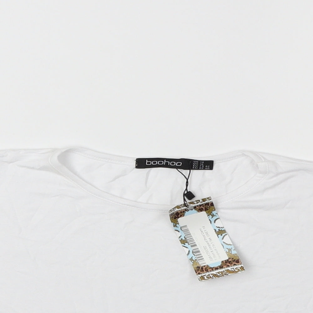 Womens UK Size 14 Boohoo White Basic T-Shirt
