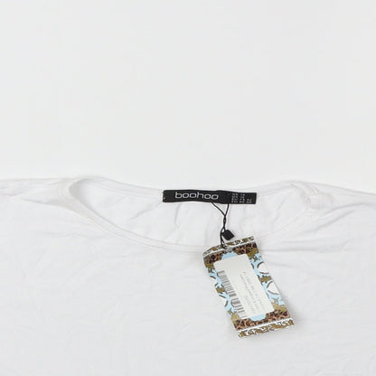Womens UK Size 14 Boohoo White Basic T-Shirt