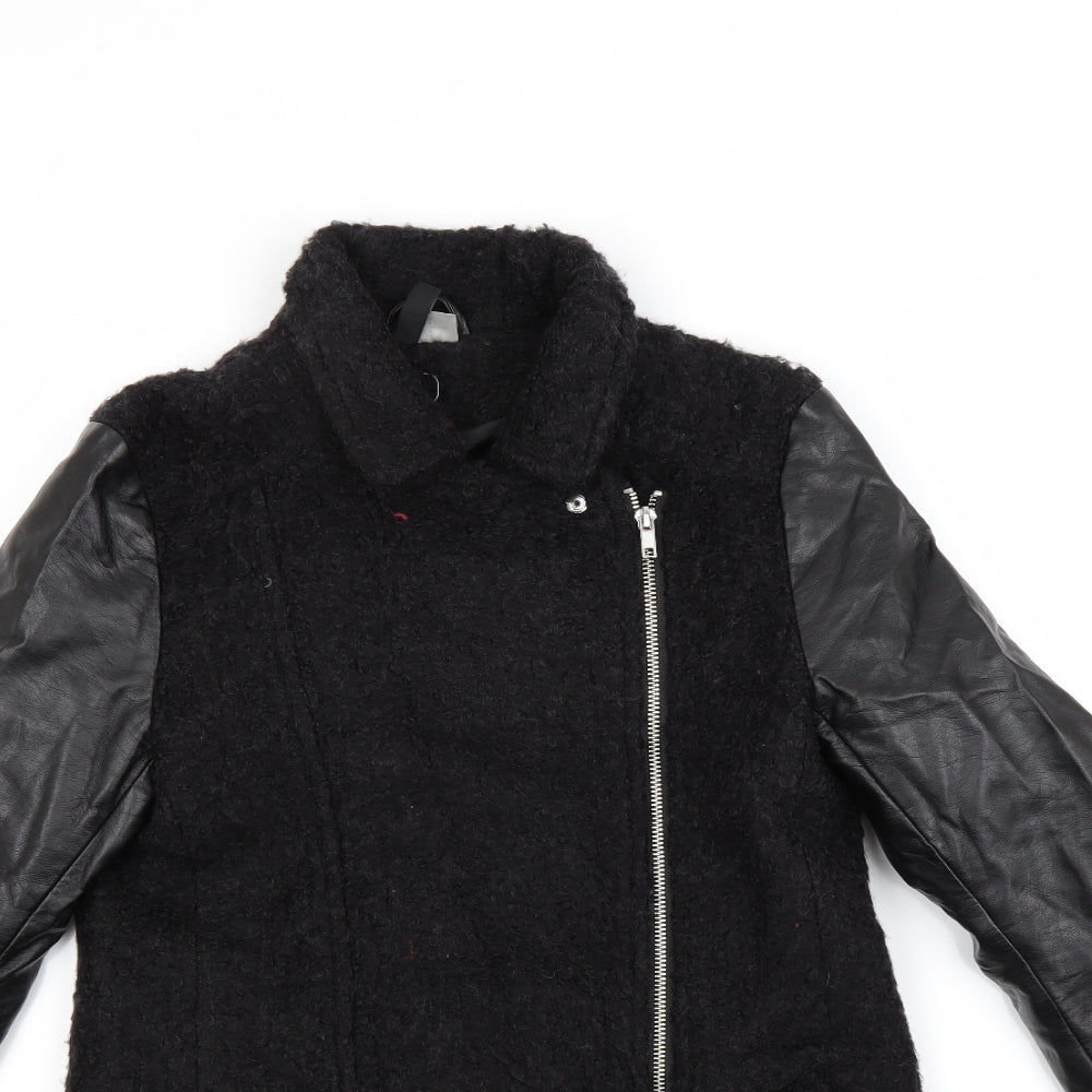 Womens UK Size 6 H&M Black Overcoat