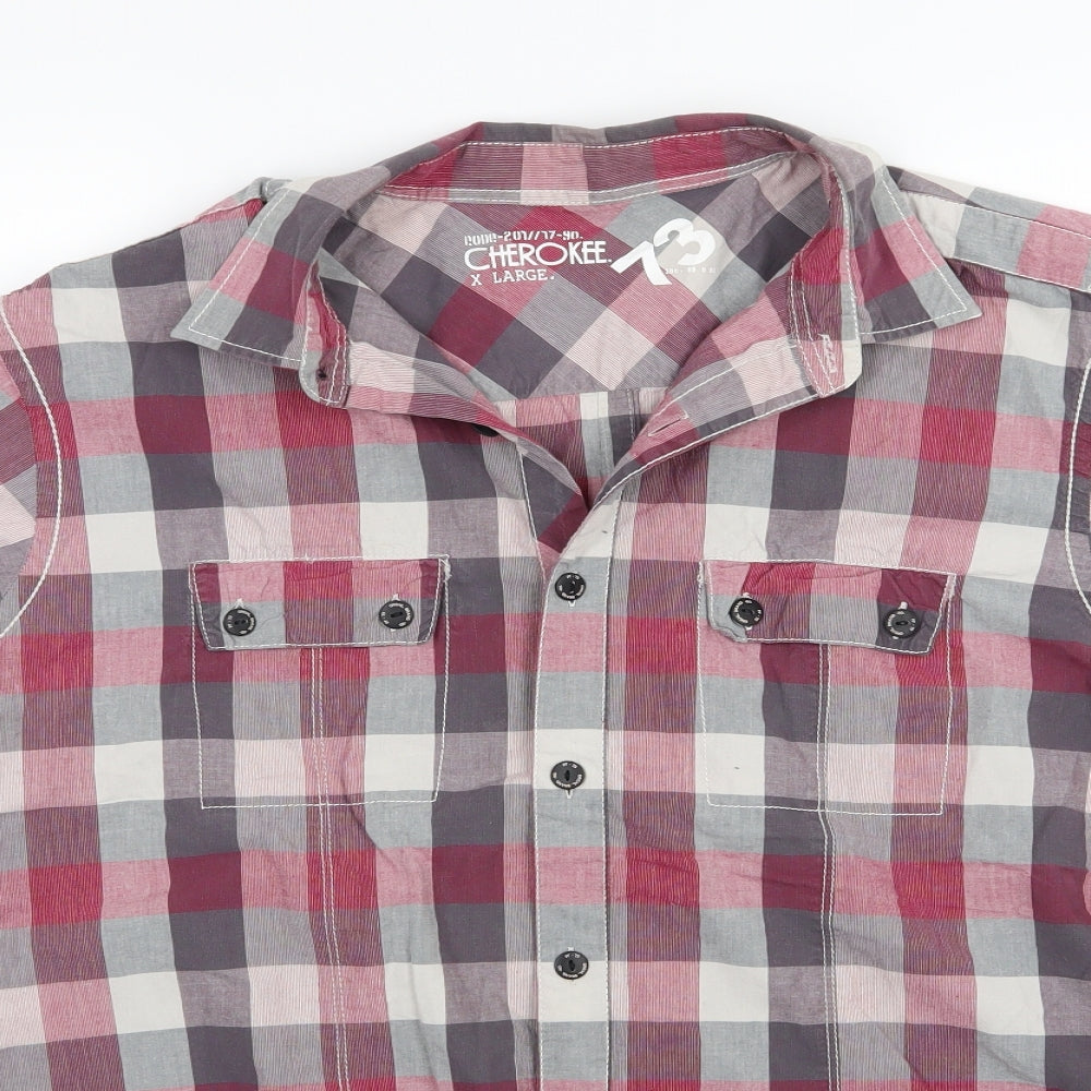 Mens UK Size XL Cherokee Red  Button-Up Short Sleeve Casual Shirt