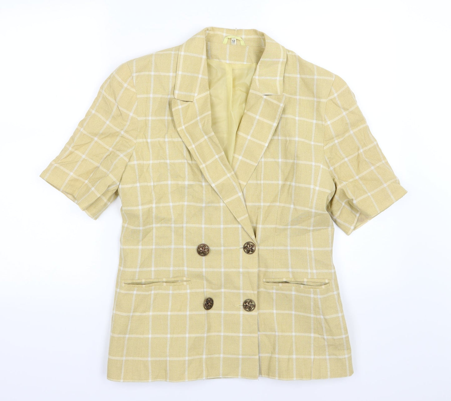 Preworn Womens Beige Striped  Jacket Blazer Size 12