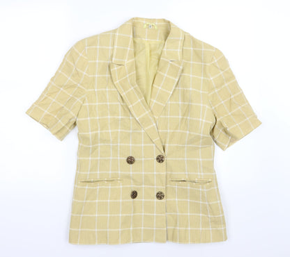 Preworn Womens Beige Striped  Jacket Blazer Size 12