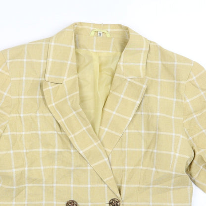 Preworn Womens Beige Striped  Jacket Blazer Size 12