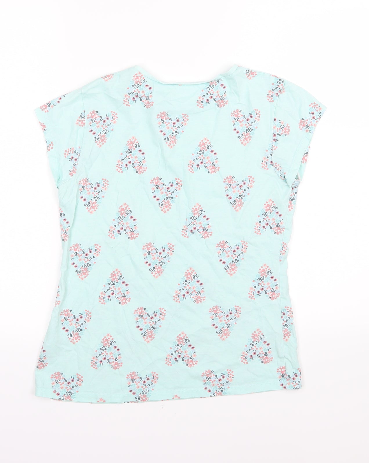 George Girls Blue Floral Jersey Basic T-Shirt Size 13-14 Years