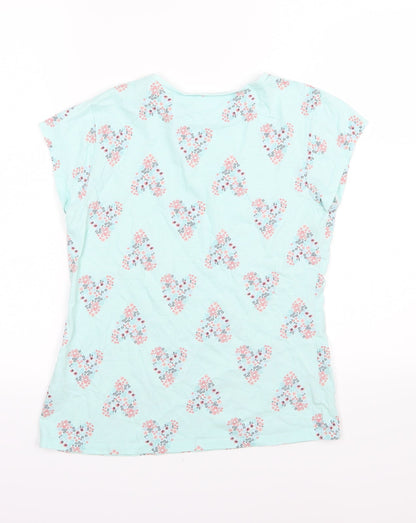 George Girls Blue Floral Jersey Basic T-Shirt Size 13-14 Years