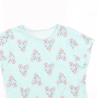 George Girls Blue Floral Jersey Basic T-Shirt Size 13-14 Years