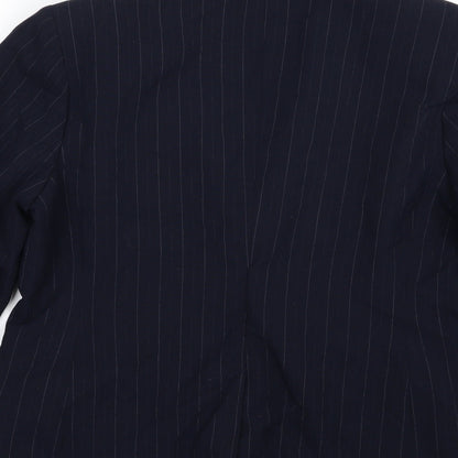 Autonomy Womens Blue Striped Rayon Jacket Suit Jacket Size 14