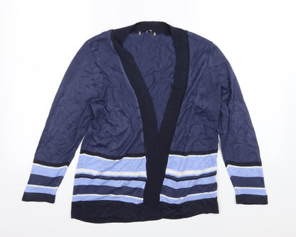 Marks and Spencer Womens Blue Striped Knit Cardigan Jumper Size 12