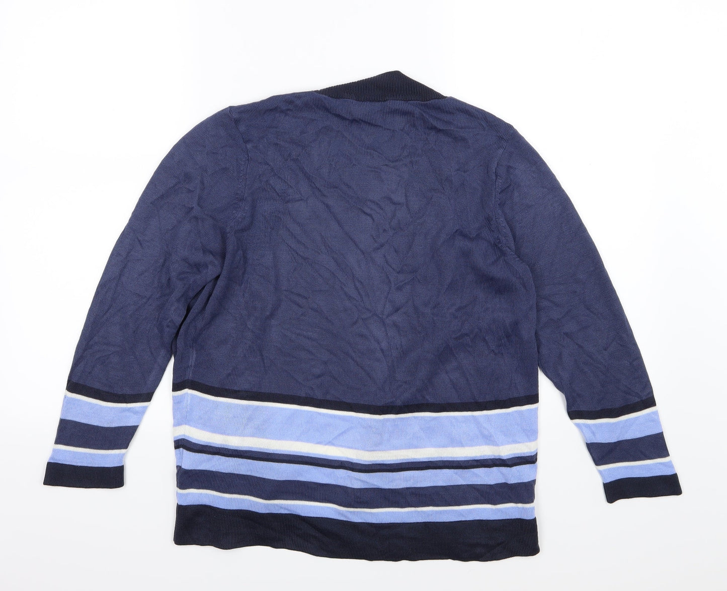Marks and Spencer Womens Blue Striped Knit Cardigan Jumper Size 12