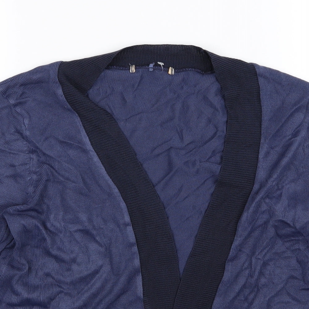 Marks and Spencer Womens Blue Striped Knit Cardigan Jumper Size 12