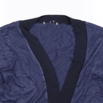 Marks and Spencer Womens Blue Striped Knit Cardigan Jumper Size 12
