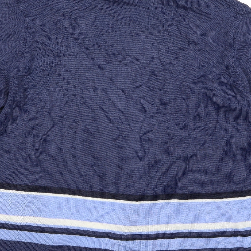 Marks and Spencer Womens Blue Striped Knit Cardigan Jumper Size 12