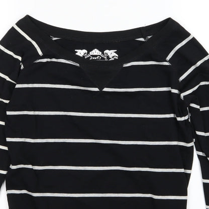 Poof Womens Black Striped Jersey Pullover Sweatshirt Size S