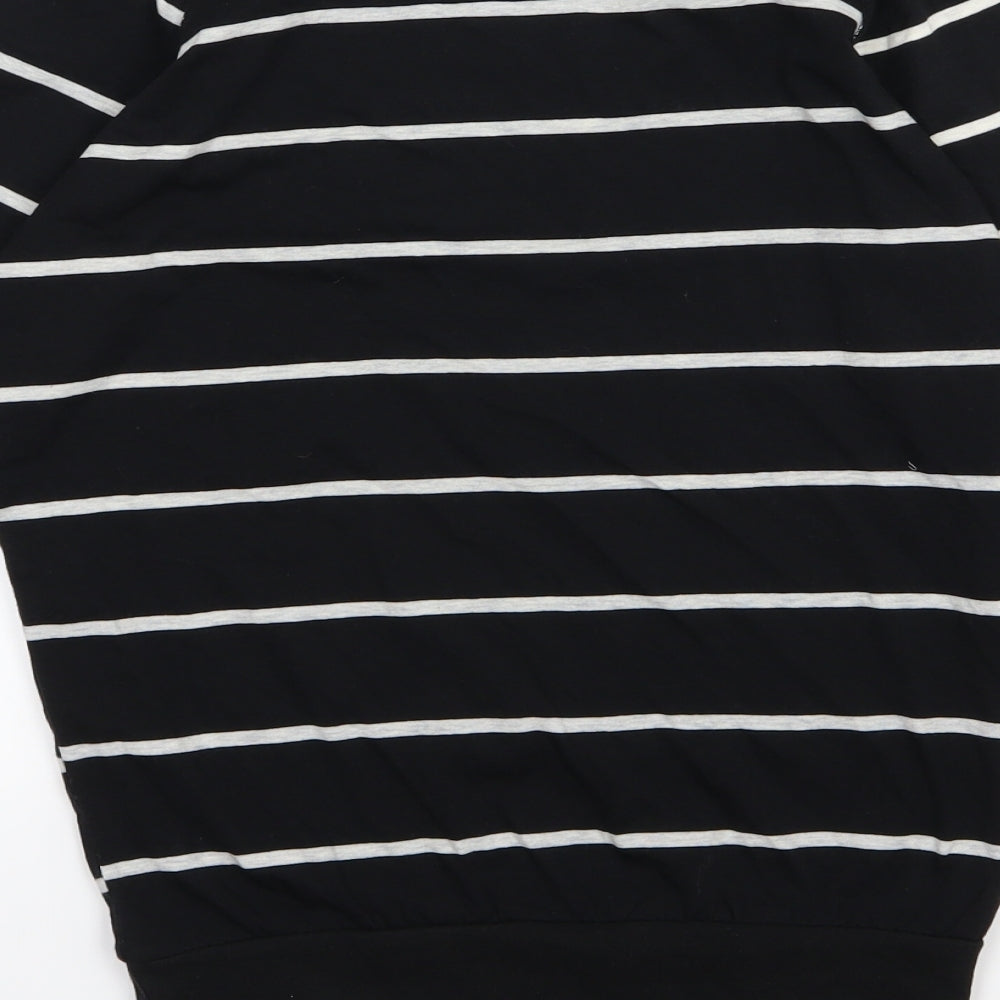 Poof Womens Black Striped Jersey Pullover Sweatshirt Size S