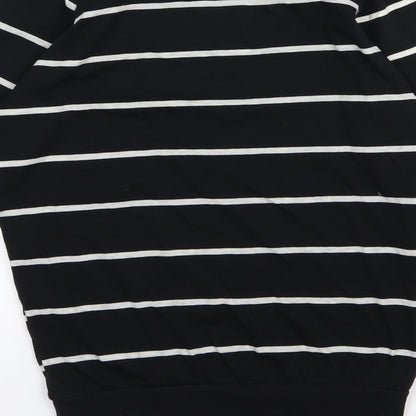 Poof Womens Black Striped Jersey Pullover Sweatshirt Size S