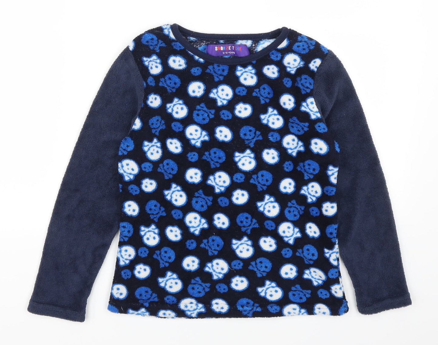 Snooze Time Boys Blue Geometric   Pyjama Top Size 9-10 Years  - Skulls