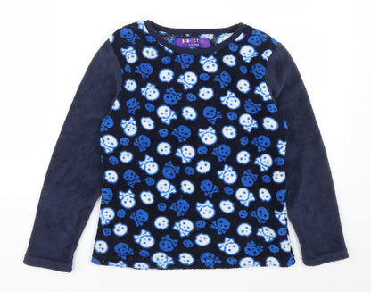 Snooze Time Boys Blue Geometric   Pyjama Top Size 9-10 Years  - Skulls