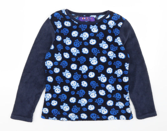 Snooze Time Boys Blue Geometric   Pyjama Top Size 9-10 Years  - Skulls