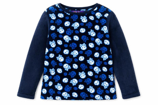 Snooze Time Boys Blue Geometric   Pyjama Top Size 9-10 Years  - Skulls