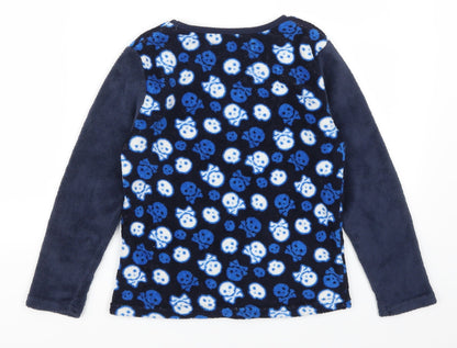 Snooze Time Boys Blue Geometric   Pyjama Top Size 9-10 Years  - Skulls