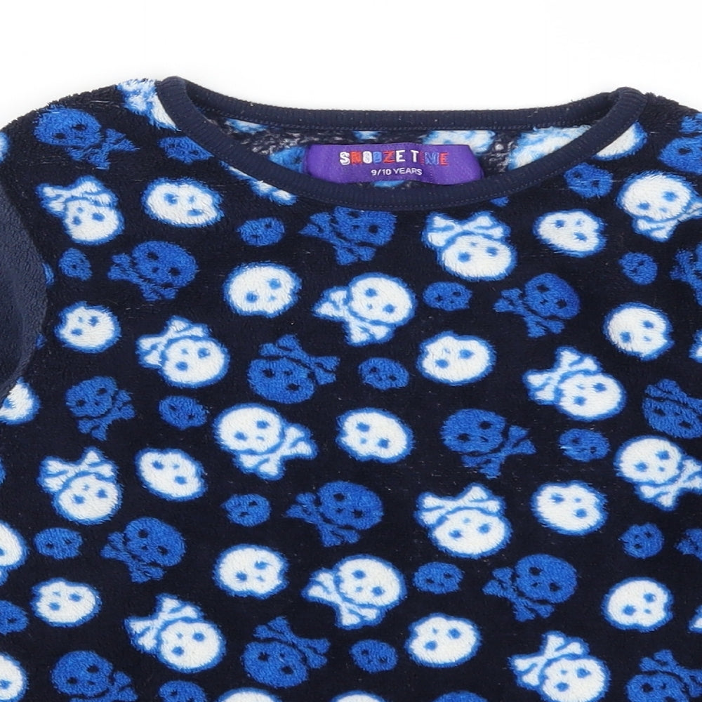 Snooze Time Boys Blue Geometric   Pyjama Top Size 9-10 Years  - Skulls