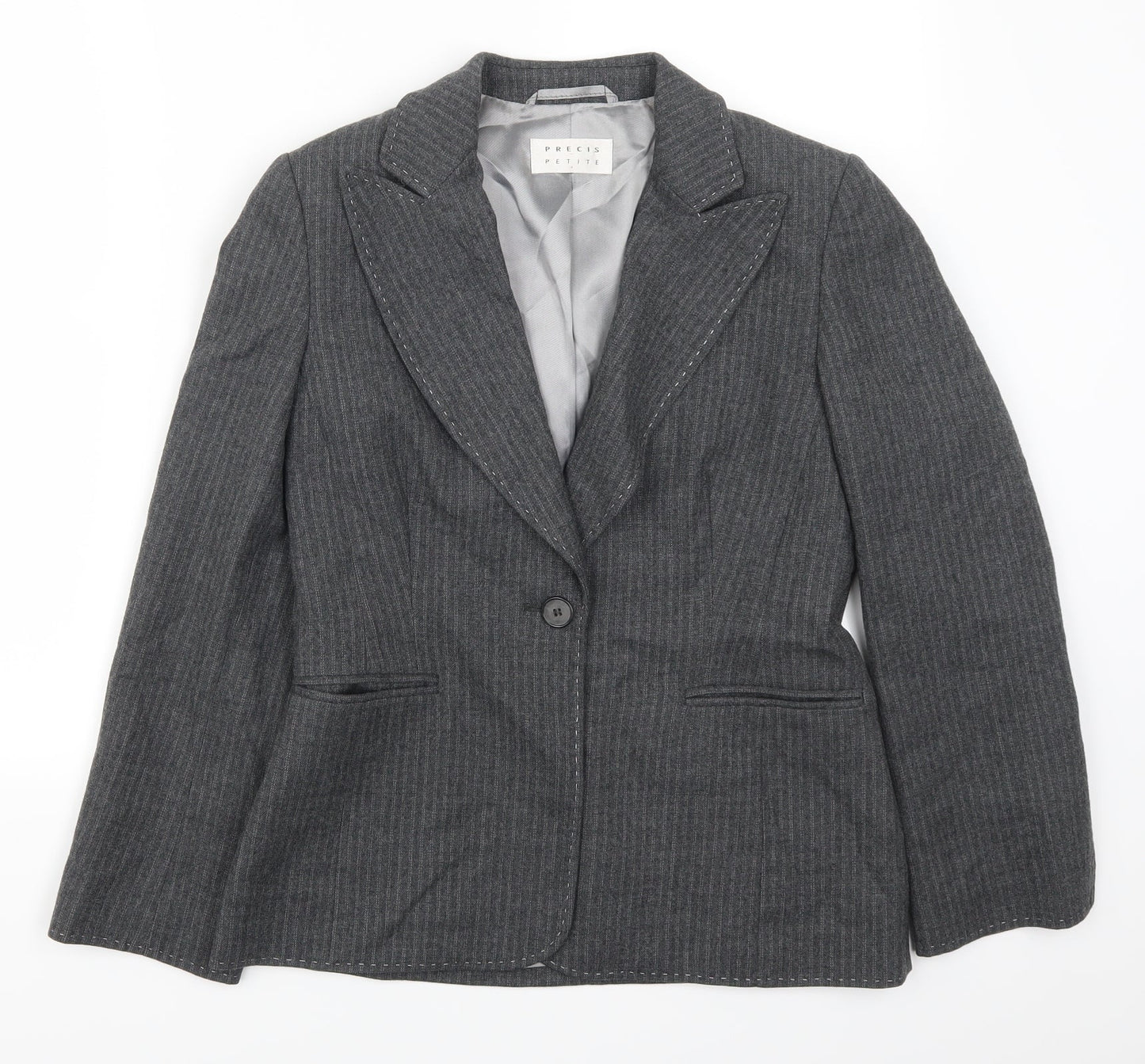 Precis Womens Grey Striped  Jacket Suit Jacket Size 10