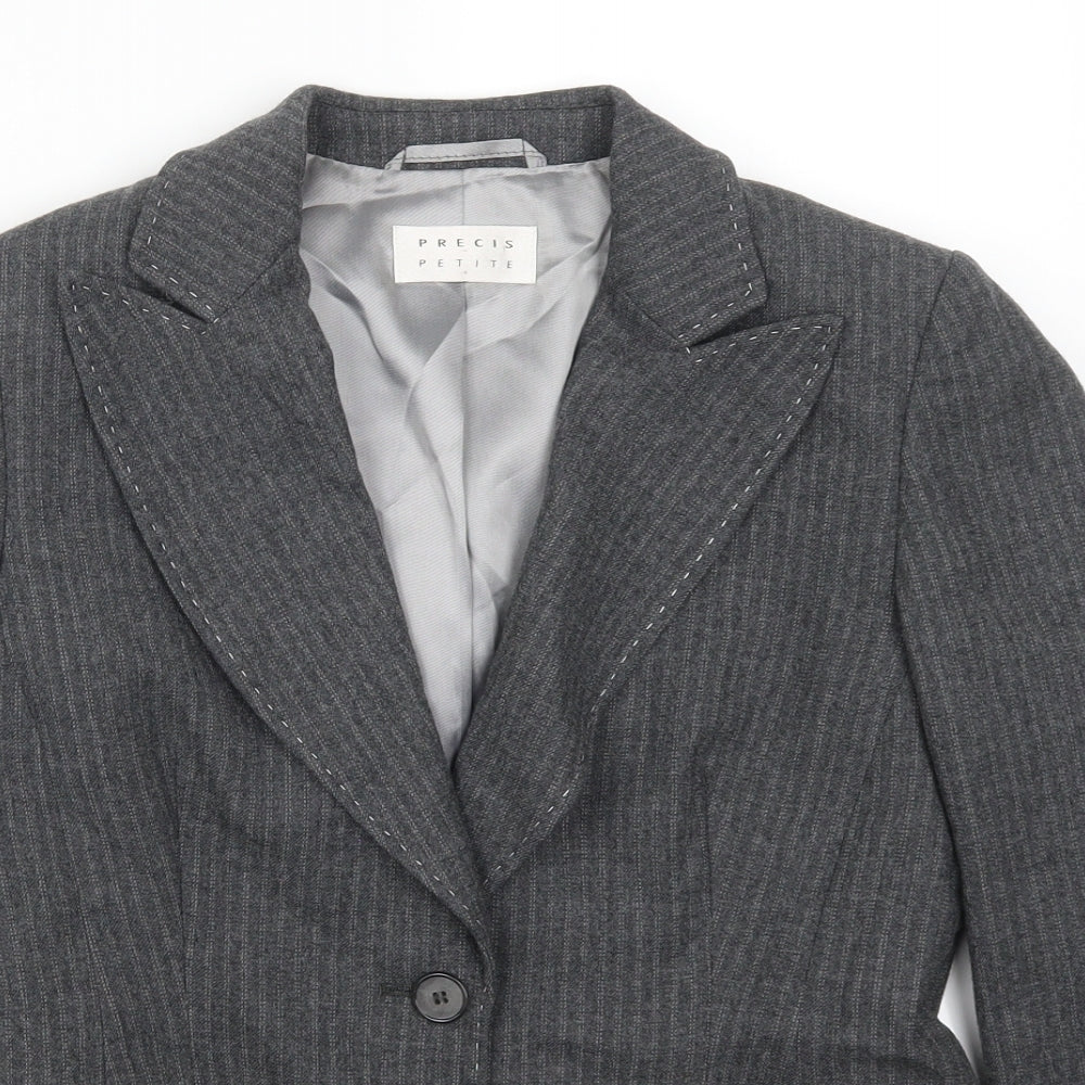 Precis Womens Grey Striped  Jacket Suit Jacket Size 10
