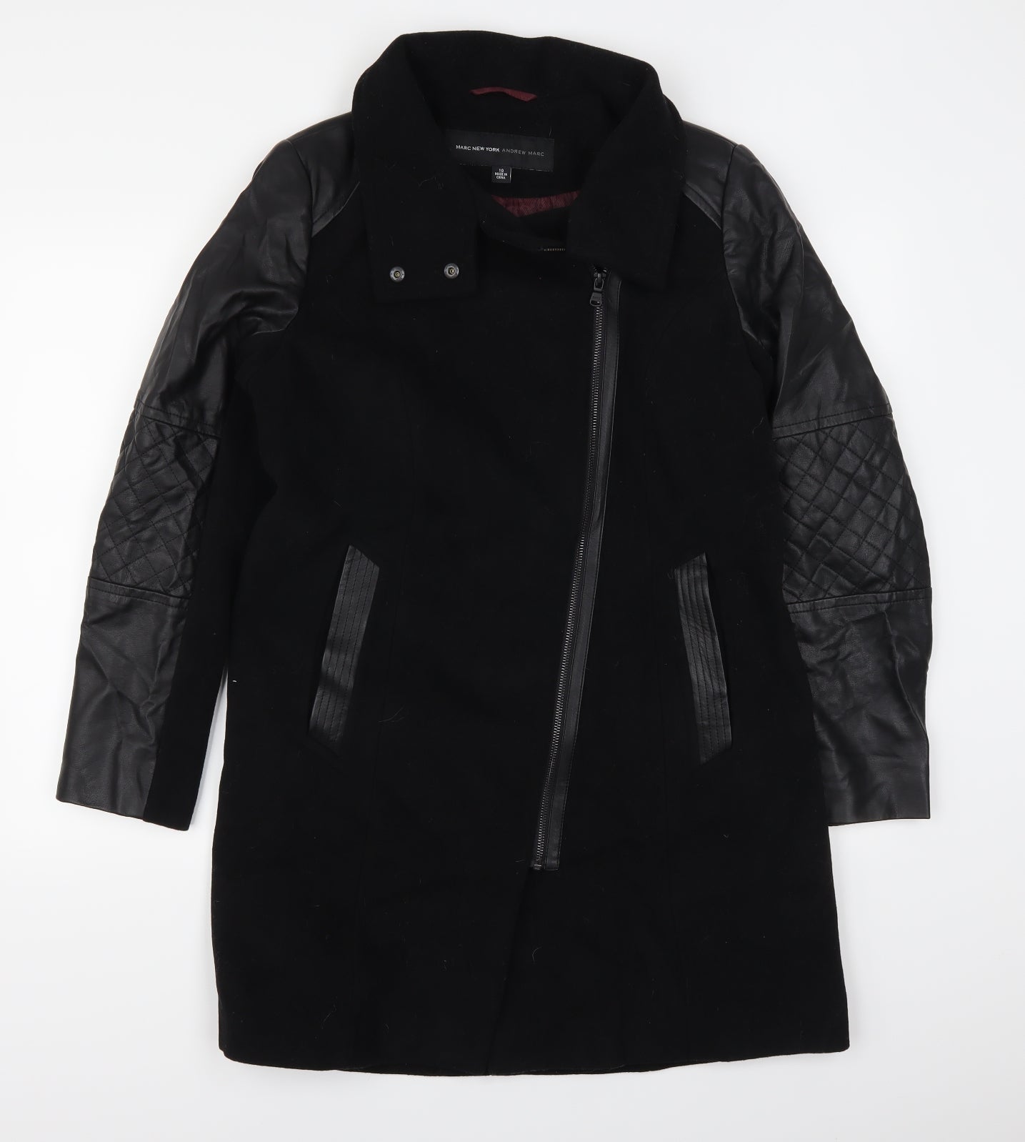 Andrew Marc Womens Black   Trench Coat Coat Size 10