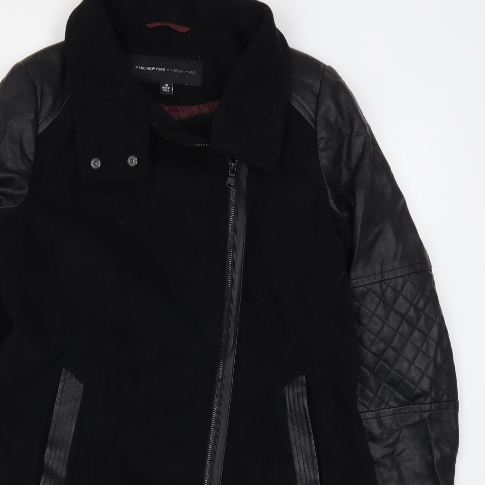 Andrew Marc Womens Black   Trench Coat Coat Size 10