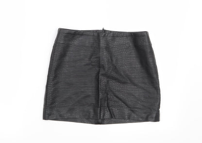 H&M Womens Black Animal Print  Mini Skirt Size 8