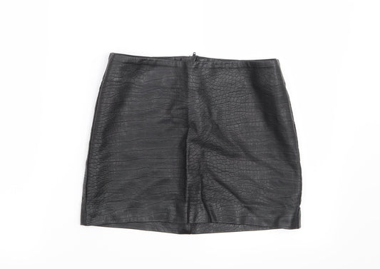H&M Womens Black Animal Print  Mini Skirt Size 8