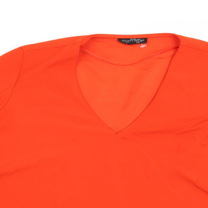 Womens UK Size 4 Topshop Red Basic Blouse