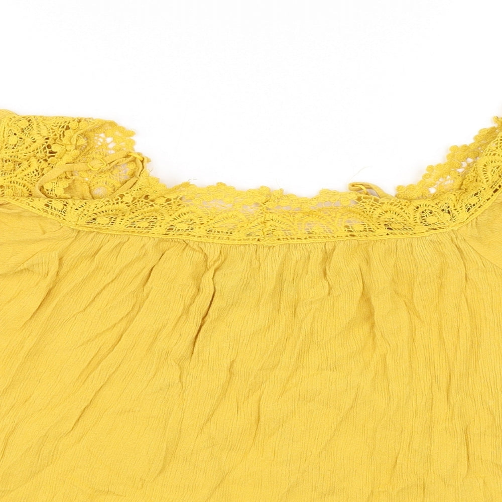 Womens UK Size 8 Pep&co Yellow Basic Blouse