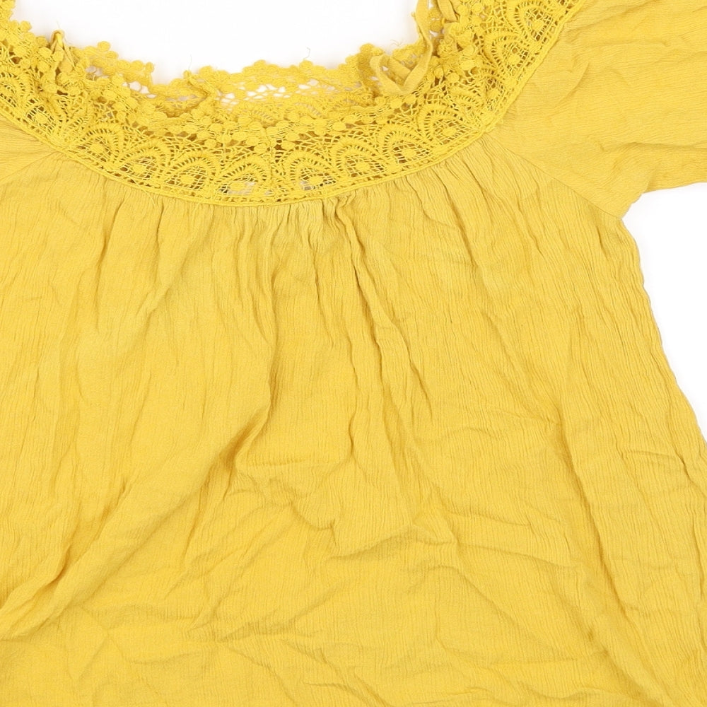 Womens UK Size 8 Pep&co Yellow Basic Blouse