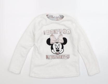 Primark Girls White  Fleece Pullover Sweatshirt Size 9-10 Years  - Minnie Mouse