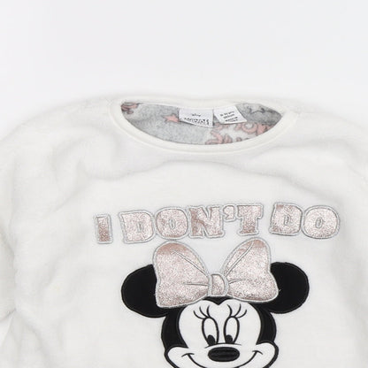 Primark Girls White  Fleece Pullover Sweatshirt Size 9-10 Years  - Minnie Mouse