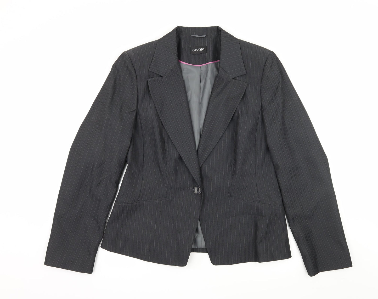 George Womens Grey Striped  Jacket Suit Jacket Size 14