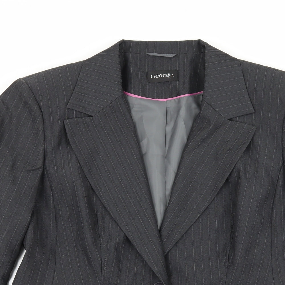 George Womens Grey Striped  Jacket Suit Jacket Size 14
