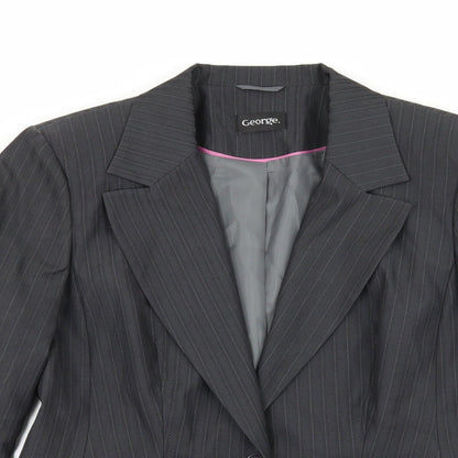 George Womens Grey Striped  Jacket Suit Jacket Size 14