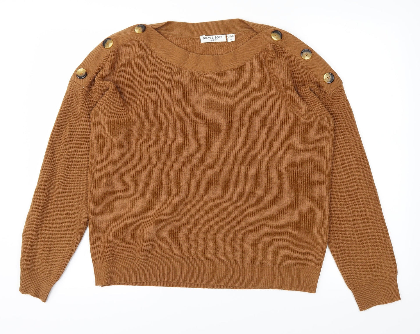 Brave Soul Womens Brown  Knit Pullover Jumper Size S