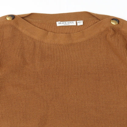 Brave Soul Womens Brown  Knit Pullover Jumper Size S
