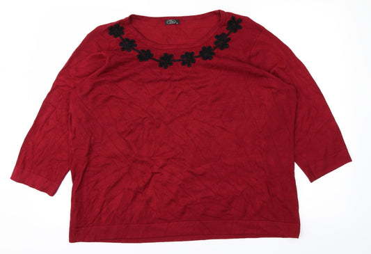 BM Womens Red  Knit Pullover Jumper Size XL
