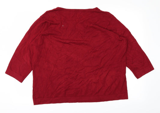 BM Womens Red  Knit Pullover Jumper Size XL