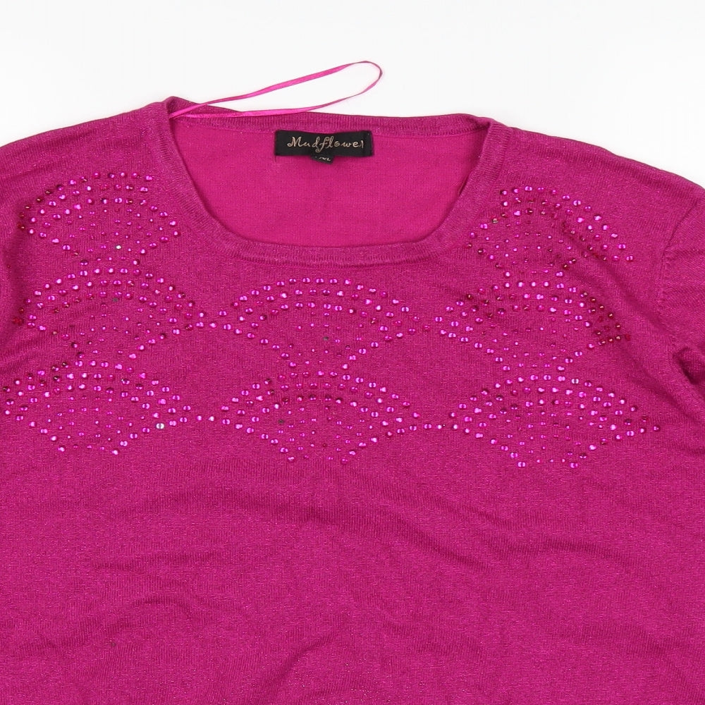 Womens UK Size L Mudflower Pink Basic T-Shirt