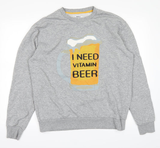 pep&co Mens Grey   Pullover Jumper Size L