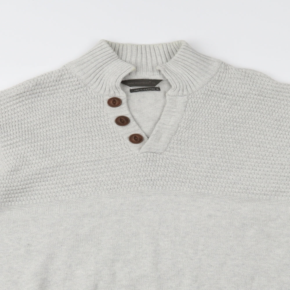 Cedar Wood State Mens Grey   Henley Jumper Size XL