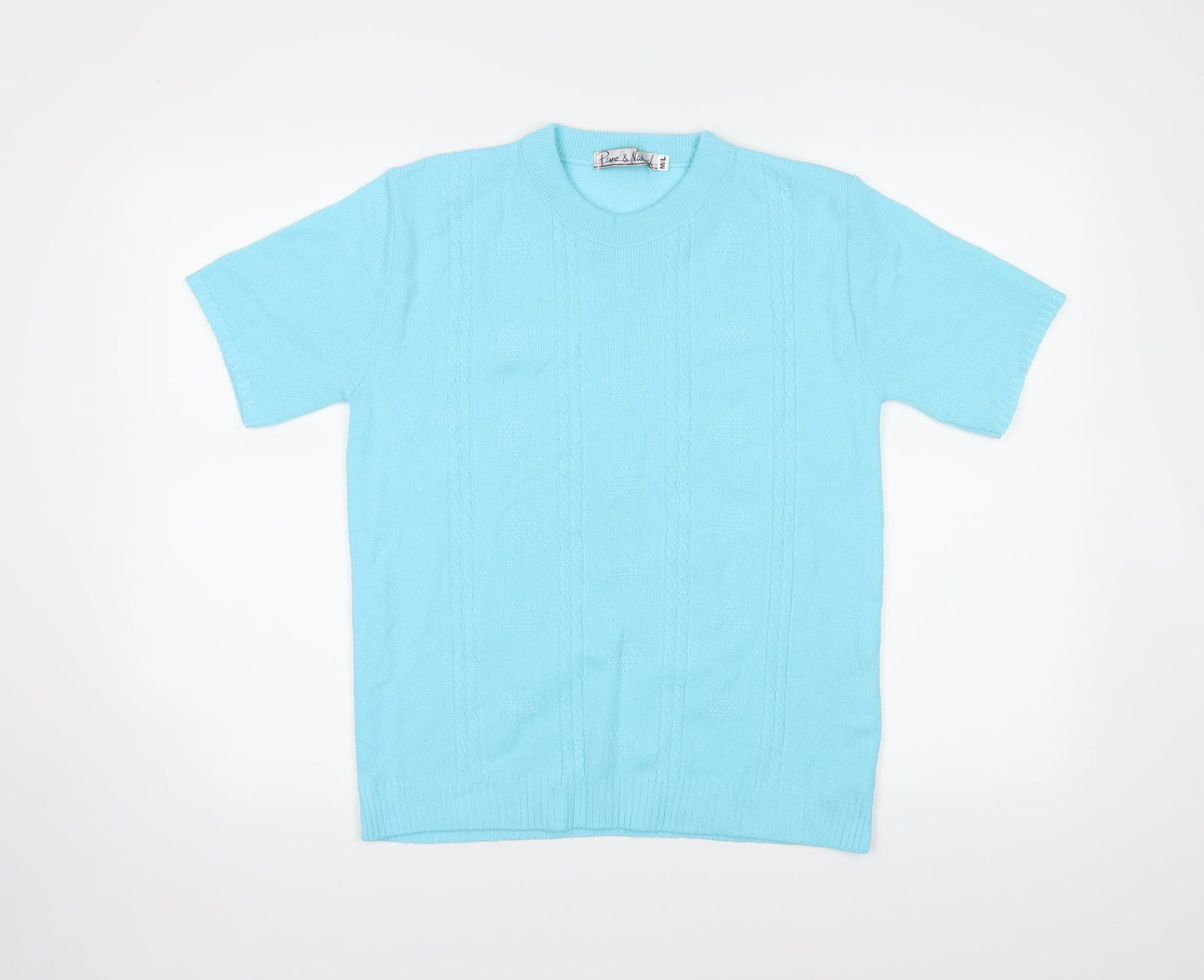 Womens UK Size M Pure & Natural Blue Basic T-Shirt