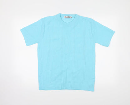Womens UK Size M Pure & Natural Blue Basic T-Shirt